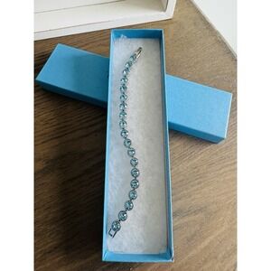 Touchstone Crystal Ice Blue Ice‎ Bracelet Rhodium Plated New 7.25"